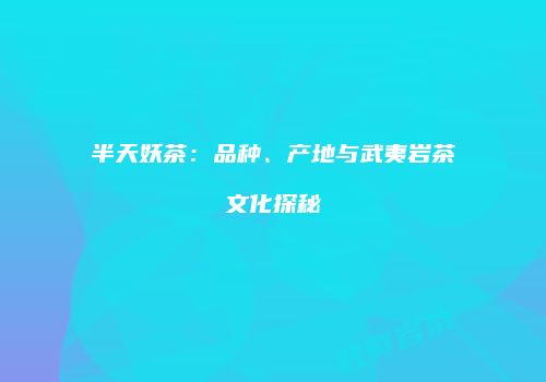 半天妖茶：品种、产地与武夷岩茶文化探秘