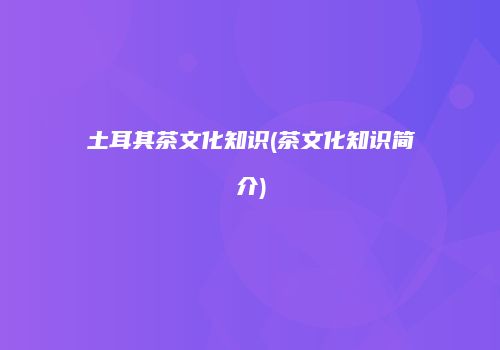 土耳其茶文化知识(茶文化知识简介)