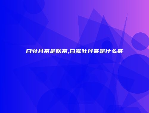 白牡丹茶是啥茶,白露牡丹茶是什么茶