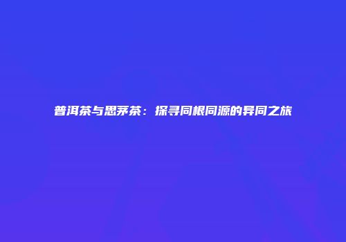 普洱茶与思茅茶：探寻同根同源的异同之旅