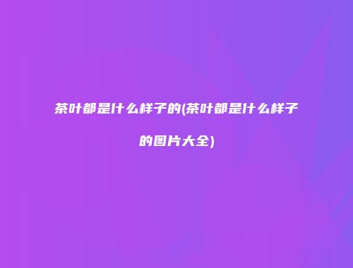 茶叶都是什么样子的(茶叶都是什么样子的图片大全)