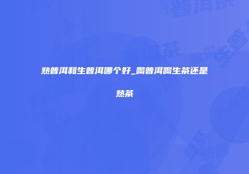 熟普洱和生普洱哪个好_喝普洱喝生茶还是熟茶