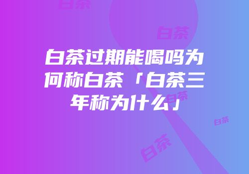白茶过期能喝吗为何称白茶「白茶三年称为什么」