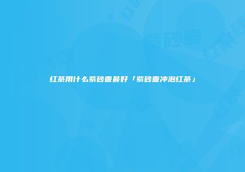 红茶用什么紫砂壶最好「紫砂壶冲泡红茶」