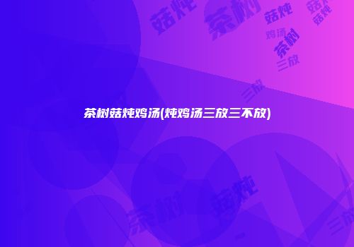 茶树菇炖鸡汤(炖鸡汤三放三不放)