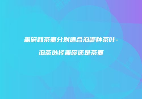 盖碗和茶壶分别适合泡哪种茶叶-泡茶选择盖碗还是茶壶