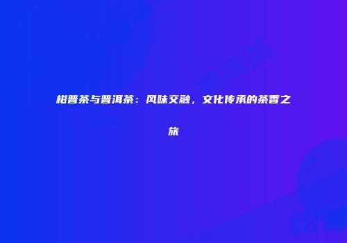 柑普茶与普洱茶：风味交融，文化传承的茶香之旅