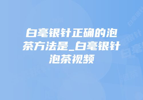 白毫银针正确的泡茶方法是_白毫银针泡茶视频