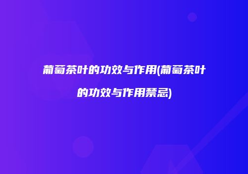 葡萄茶叶的功效与作用(葡萄茶叶的功效与作用禁忌)