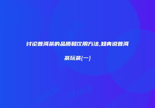 讨论普洱茶的品质和饮用方法,知青说普洱茶玩茶{一}