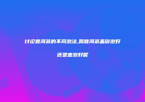 讨论普洱茶的不同泡法,喝普洱茶盖碗泡好还是壶泡好呢