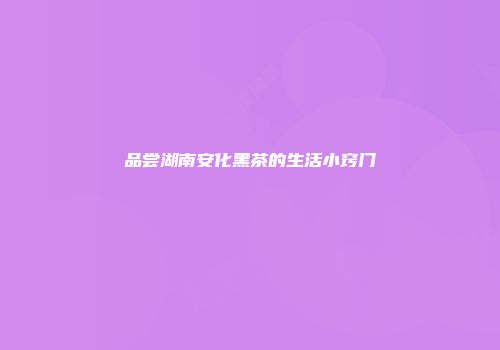 品尝湖南安化黑茶的生活小窍门