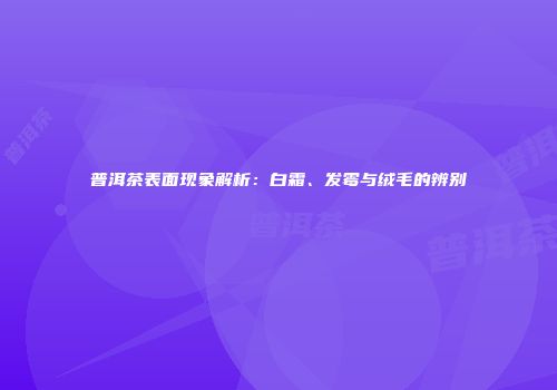 普洱茶表面现象解析：白霜、发霉与绒毛的辨别