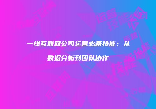 一线互联网公司运营必备技能：从数据分析到团队协作