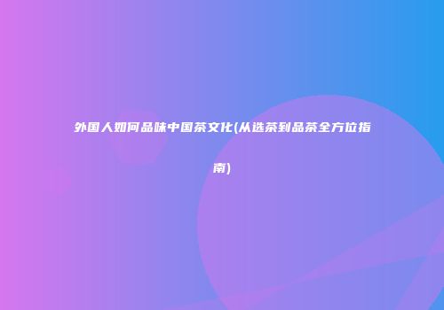外国人如何品味中国茶文化(从选茶到品茶全方位指南)
