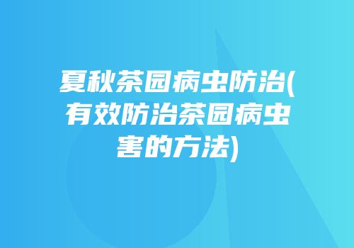 夏秋茶园病虫防治(有效防治茶园病虫害的方法)