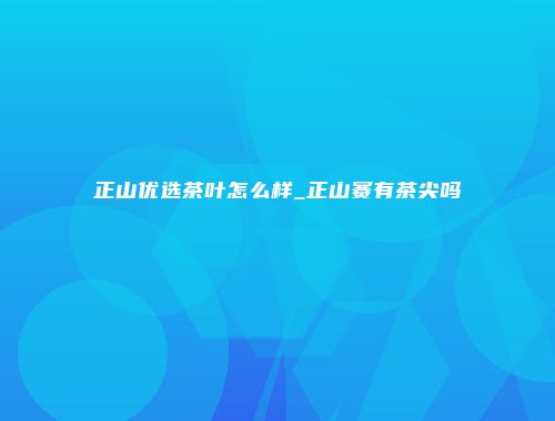 正山优选茶叶怎么样_正山赛有茶尖吗