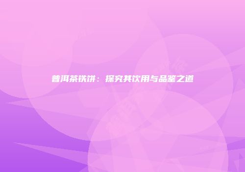 普洱茶铁饼：探究其饮用与品鉴之道