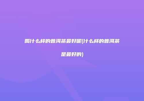 喝什么样的普洱茶最好呢(什么样的普洱茶是最好的)