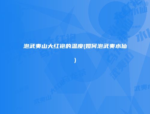 泡武夷山大红袍的温度(如何泡武夷水仙)