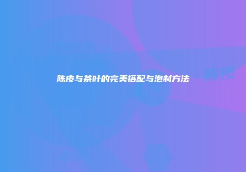 陈皮与茶叶的完美搭配与泡制方法