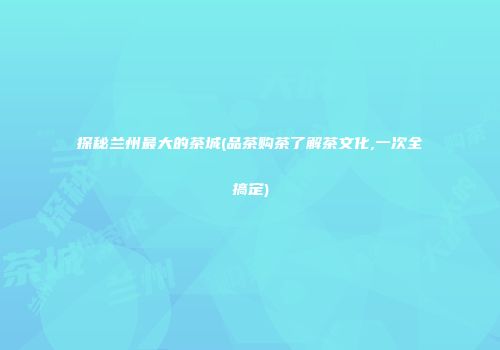 探秘兰州最大的茶城(品茶购茶了解茶文化,一次全搞定)