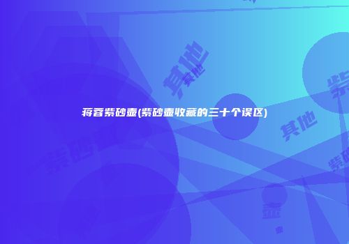 蒋蓉紫砂壶(紫砂壶收藏的三十个误区)