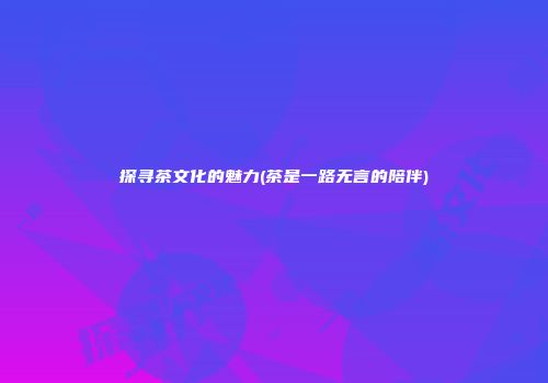 探寻茶文化的魅力(茶是一路无言的陪伴)