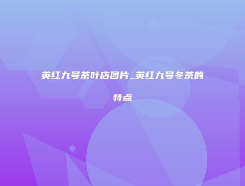 英红九号茶叶店图片_英红九号冬茶的特点
