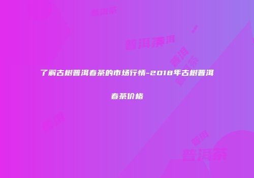 了解古树普洱春茶的市场行情-2018年古树普洱春茶价格