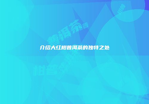 介绍大红柑普洱茶的独特之处