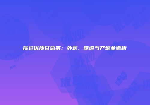 挑选优质甘菊茶：外观、味道与产地全解析