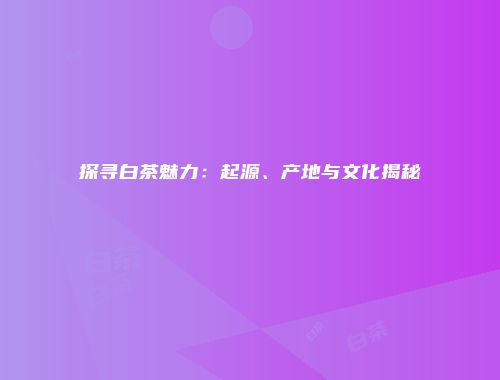 探寻白茶魅力：起源、产地与文化揭秘