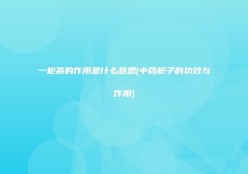 一枪茶的作用是什么意思(中药枪子的功效与作用)