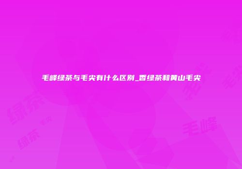 毛峰绿茶与毛尖有什么区别_香绿茶和黄山毛尖