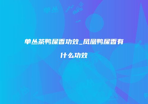 单丛茶鸭屎香功效_凤凰鸭屎香有什么功效