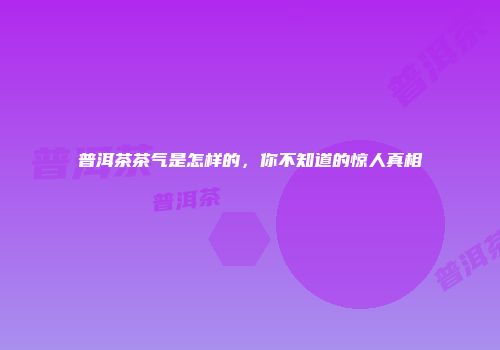 普洱茶茶气是怎样的，你不知道的惊人真相