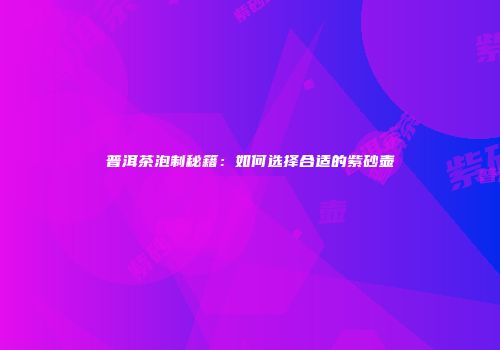 普洱茶泡制秘籍：如何选择合适的紫砂壶