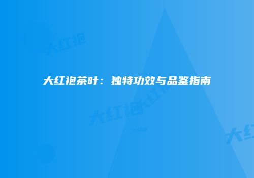 大红袍茶叶：独特功效与品鉴指南