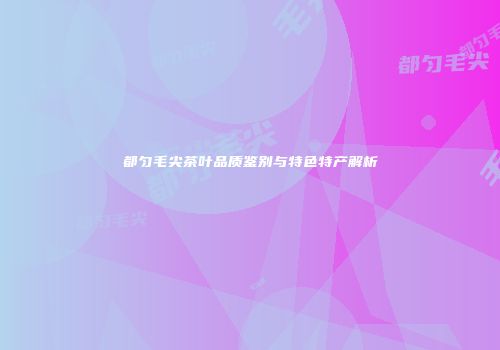 都匀毛尖茶叶品质鉴别与特色特产解析