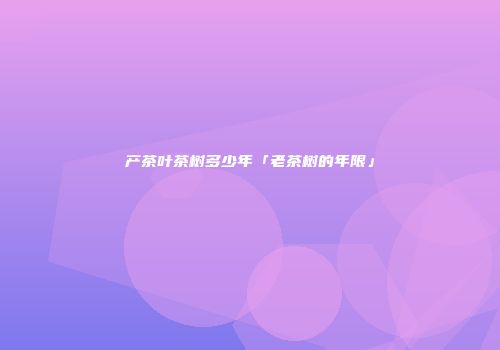 产茶叶茶树多少年「老茶树的年限」