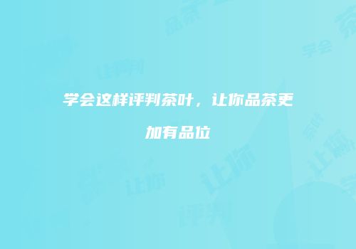 学会这样评判茶叶，让你品茶更加有品位