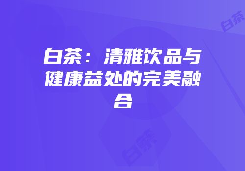 白茶：清雅饮品与健康益处的完美融合