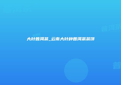 大叶普洱茶_云南大叶种普洱茶茶饼
