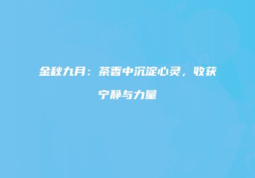 金秋九月：茶香中沉淀心灵，收获宁静与力量