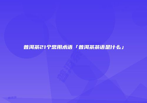 普洱茶21个常用术语「普洱茶茶语是什么」