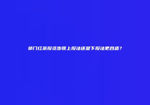 祁门红茶投资步骤上投法还是下投法更合适？