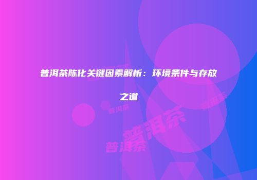 普洱茶陈化关键因素解析：环境条件与存放之道