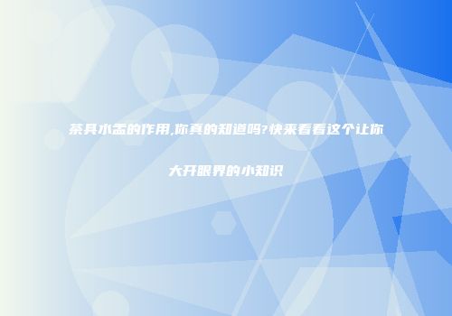 茶具水盂的作用,你真的知道吗?快来看看这个让你大开眼界的小知识