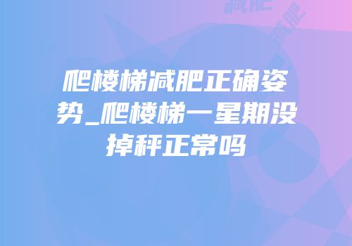 爬楼梯减肥正确姿势_爬楼梯一星期没掉秤正常吗